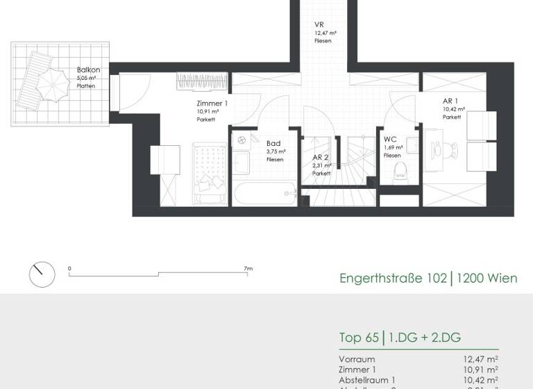 Maisonette zur Miete 1.552 € 4 Zimmer 118,3 m² 7. Geschoss Engerthstraße 102 Wien 1200