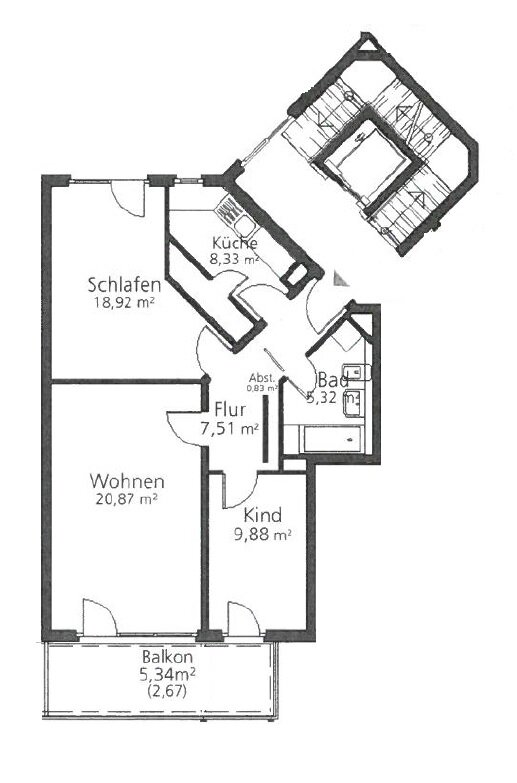 Wohnung zur Miete 600 € 3 Zimmer 74,5 m²<br/>Wohnfläche 2.<br/>Geschoss 01.03.2025<br/>Verfügbarkeit Große Diesdorfer Straße 45b Pestalozzistraße Magdeburg 39110