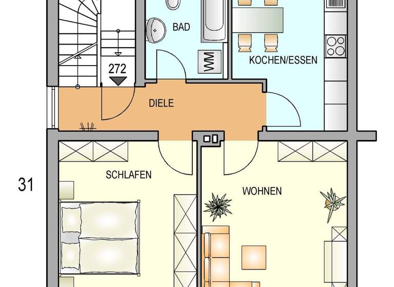 Maisonette zur Miete 519 € 5 Zimmer 92,6 m² 1. Geschoss frei ab 01.04.2026 Am Anger 31 Süd Remscheid 42855
