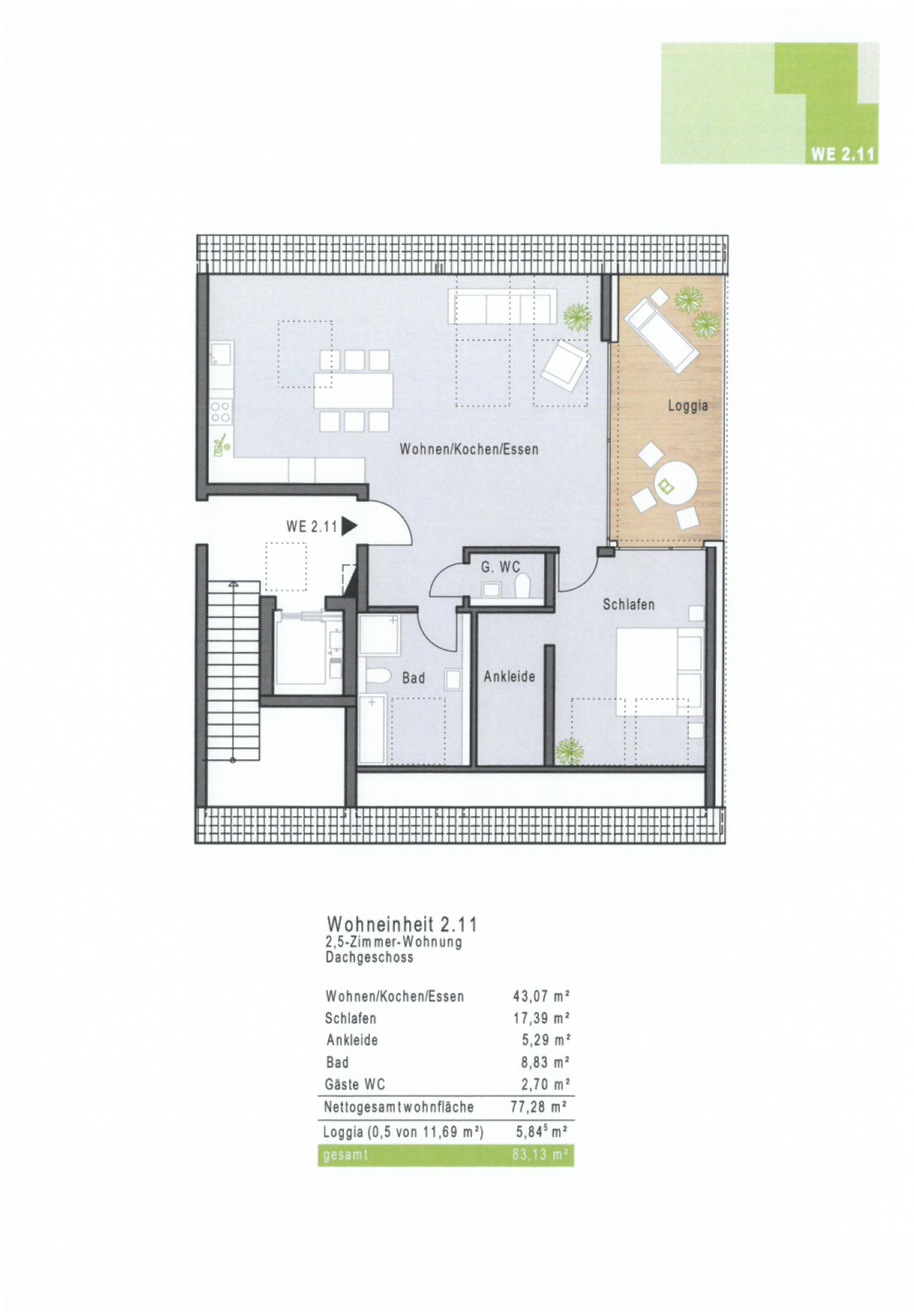 Wohnung zum Kauf provisionsfrei 448.902 € 2,5 Zimmer 83,1 m²<br/>Wohnfläche 3.<br/>Geschoss ab sofort<br/>Verfügbarkeit Oberer Graben 2 Gadheim Veitshöchheim 97209