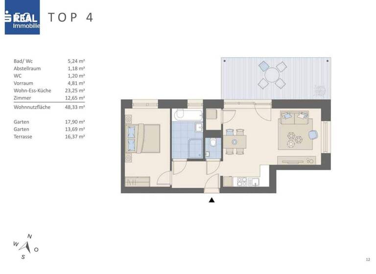 Wohnung zum Kauf - Erstbezug provisionsfrei 284.050 € 2 Zimmer EG Jakomini Graz,08.Bez.:Sankt Peter 8042