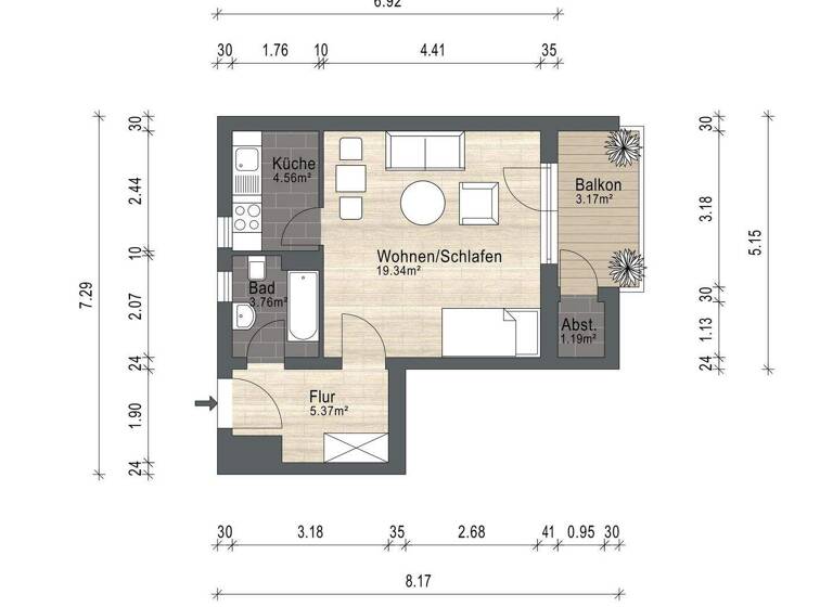 Studio zum Kauf 259.900 € 1 Zimmer 37,4 m² 8. Geschoss Unterhaching 82008