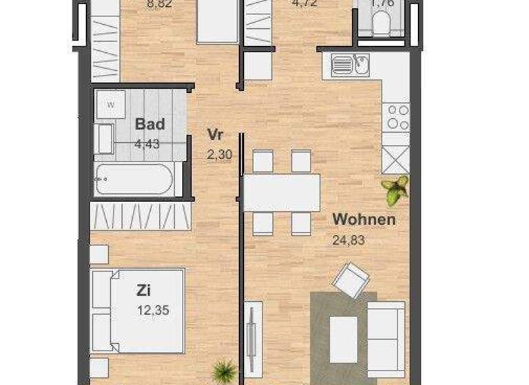 Wohnung zur Miete 800 € 3 Zimmer 59,2 m² 6. Geschoss Eggenberg Graz 8020