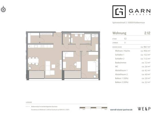 Wohnung zur Miete - Erstbezug 2.030 € 3 Zimmer 99 m² 2. Geschoss frei ab 01.11.2026 Kolbermoor 83059