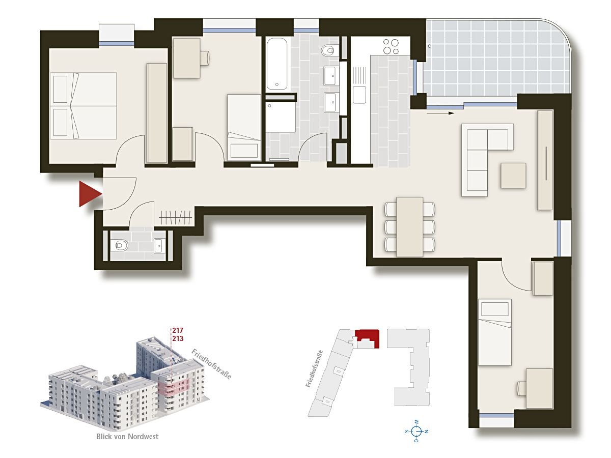 Wohnung zum Kauf provisionsfrei 715.000 € 4 Zimmer 90,4 m²<br/>Wohnfläche 3.<br/>Geschoss Friedhofstraße 4 Am Pragfriedhof Stuttgart 70191