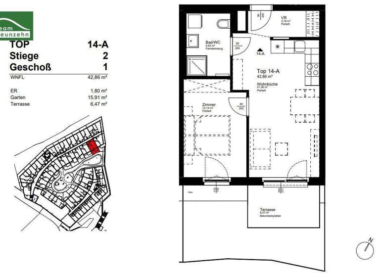 Wohnung zur Miete 798 € 2 Zimmer 42,9 m² 1. Geschoss frei ab 01.04.2026 Kaisermühlenstraße 8 Wien 1220