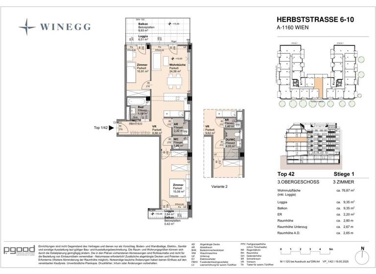 Wohnung zum Kauf - Erstbezug 567.300 € 3 Zimmer 67,5 m² 3. Geschoss Herbststraße 6-10 Wien 1160