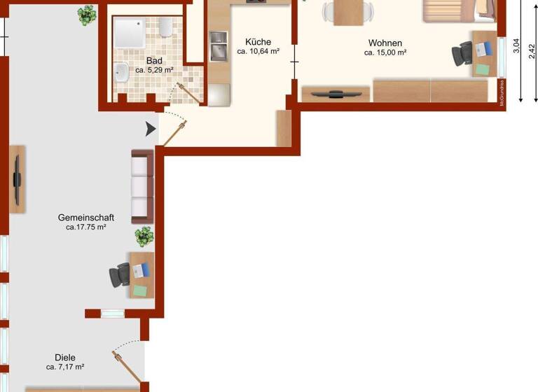 Studio zur Miete 427 € 1 Zimmer 42,7 m² 2. Geschoss Brüderstraße 11 Altstadt Halle (Saale) 06108