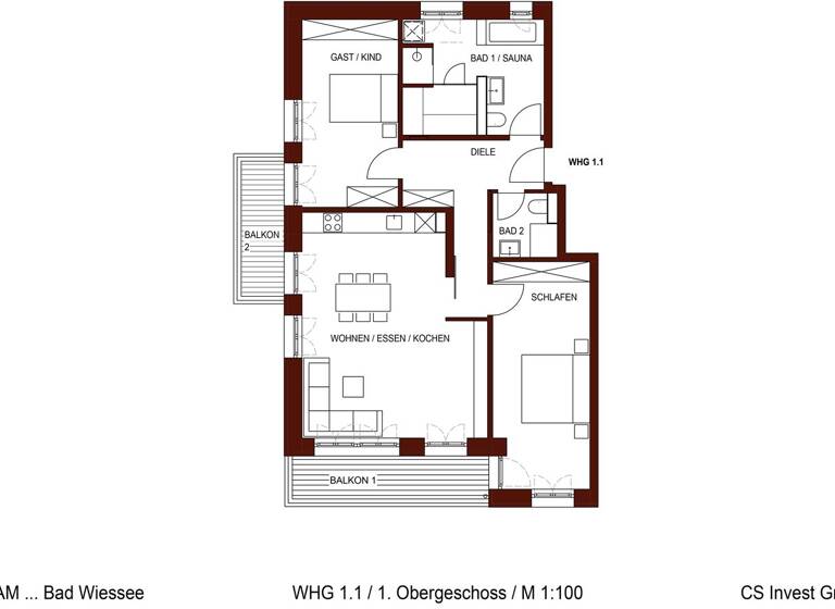 Wohnung zum Kauf 1.290.000 € 3 Zimmer 101 m² 1. Geschoss Bad Wiessee Miesbach_Kreis 83707