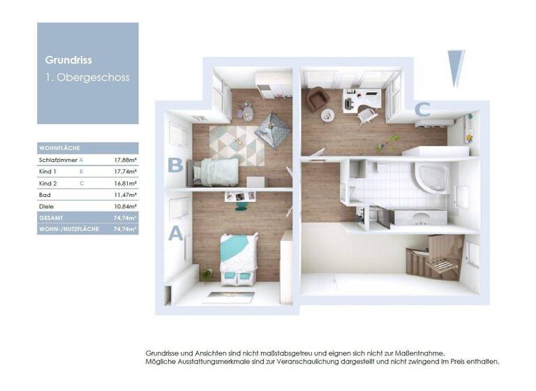 Maisonette zum Kauf 520.000 € 4 Zimmer 144,1 m² Geschoss 1/3 frei ab sofort Matthias-Bauer-Straße Heinrichsheim Neuburg an der Donau 86633