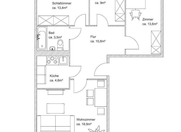 Wohnung zur Miete 505 € 4 Zimmer 76,4 m² 3. Geschoss Röpersdorfer Straße 11 Prenzlau 17291
