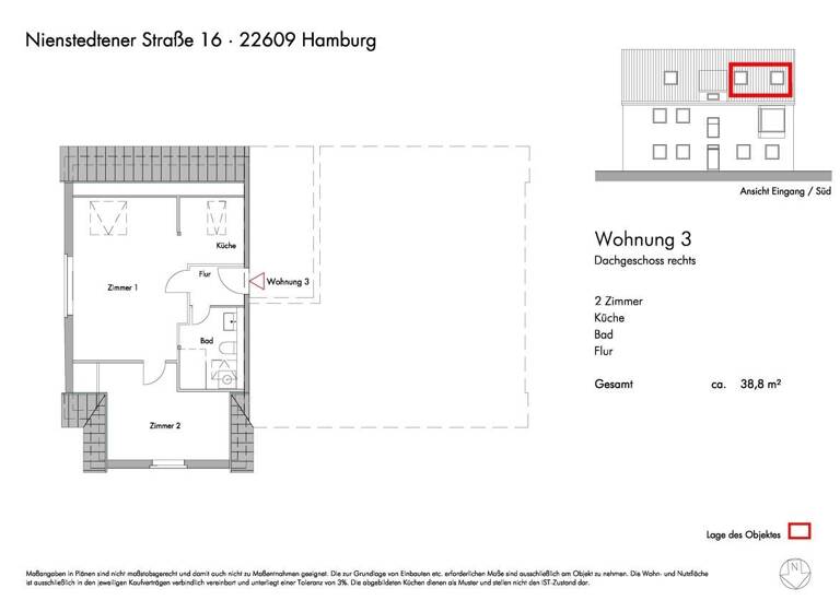 Wohnung zum Kauf 485.000 € 2 Zimmer 38,8 m² Nienstedten Hamburg 22609