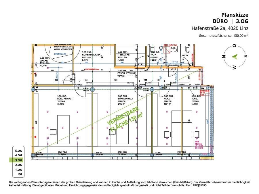 Bürogebäude zur Miete 1.885 € 4,5 Zimmer 130 m²<br/>Bürofläche Hafenstraße 2 Lustenau Linz 4020