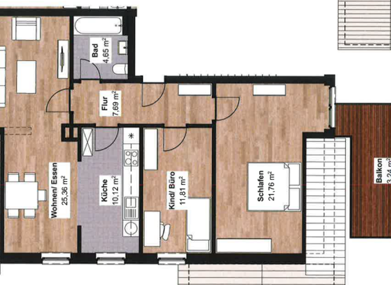 Wohnung zur Miete 902 € 3 Zimmer 82 m² 1. Geschoss frei ab sofort Borstel Jork 21635