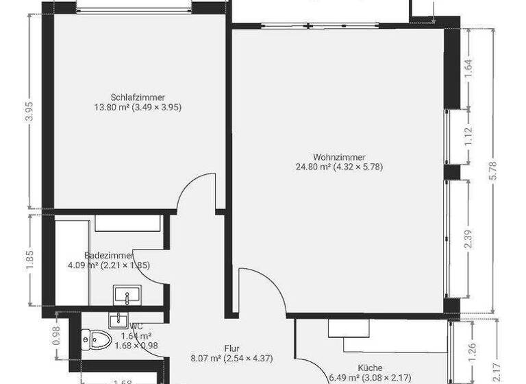 Wohnung zur Miete 695 € 2 Zimmer 64 m² 1. Geschoss Böckingen Heilbronn 74080