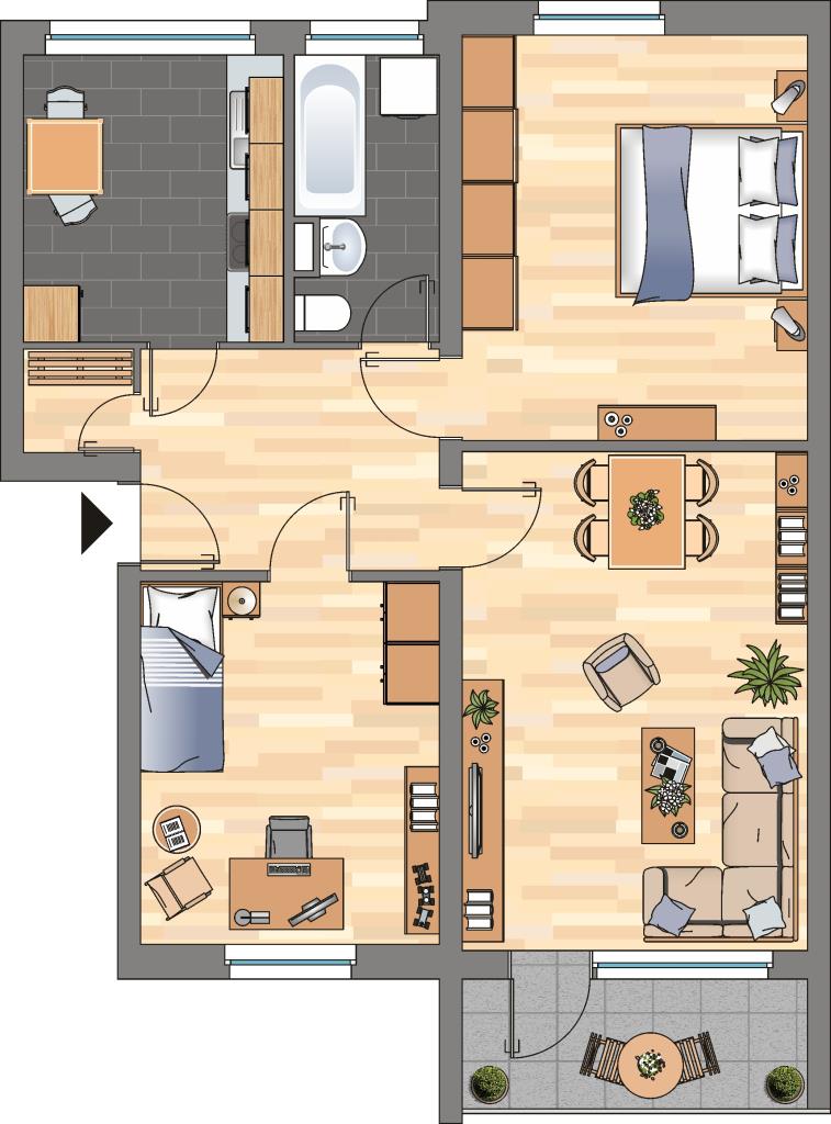 Wohnung zur Miete 519 € 3 Zimmer 67,9 m²<br/>Wohnfläche EG<br/>Geschoss An der Emsbrücke 22 Leer Leer 26789