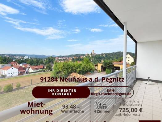 Wohnung zur Miete 725 € 4 Zimmer 93,2 m² Neuhaus Neuhaus a.d.Pegnitz 91284