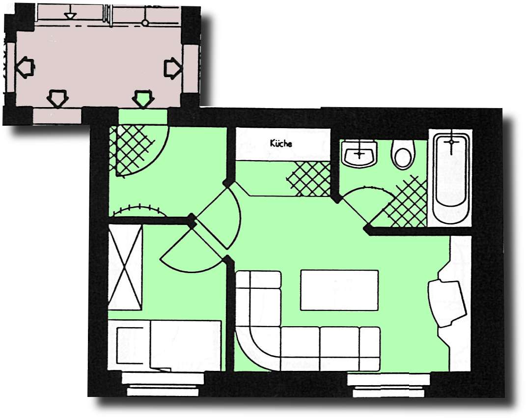 Wohnung zum Kauf 24.000 € 1,5 Zimmer 24,4 m²<br/>Wohnfläche 2.<br/>Geschoss Virchowplatz 7 Marienthal West 433 Zwickau 08060