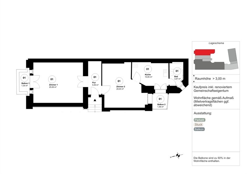 Wohnung zum Kauf als Kapitalanlage geeignet 269.000 € 2 Zimmer 67,5 m²<br/>Wohnfläche Gneisenaustr. 48 Kreuzberg Berlin 10961