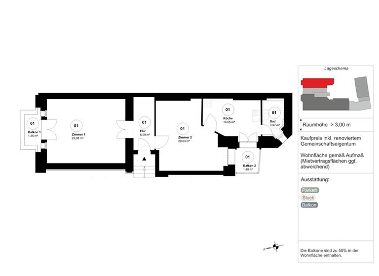 Wohnung zum Kauf als Kapitalanlage geeignet 269.000 € 2 Zimmer 67,5 m²<br/>Wohnfläche Gneisenaustr. 48 Kreuzberg Berlin 10961