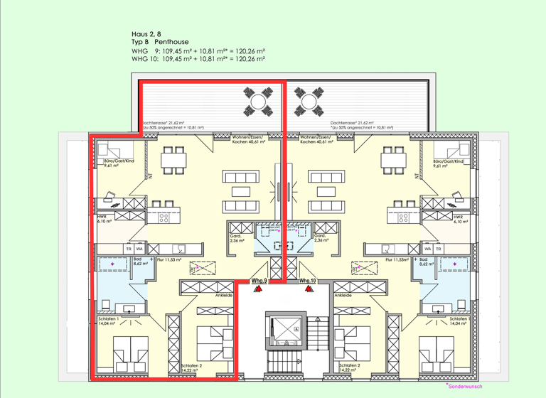 Penthouse zum Kauf - Erstbezug provisionsfrei 489.852 € 4 Zimmer 120,3 m² 3. Geschoss frei ab sofort Gerbertstraße 1-7 Lingen Lingen (Ems) 49809