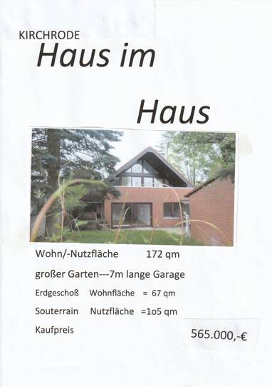 Maisonette zum Kauf provisionsfrei 555.000 € 5 Zimmer 172 m² EG frei ab sofort Asplundweg 9 Kirchrode Hannover 30559