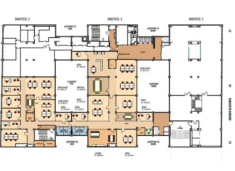 Bürofläche zur Miete provisionsfrei 26 € 3.836,7 m² Bürofläche teilbar ab 800 m² Große Bleichen 23-27 Neustadt Hamburg 20354