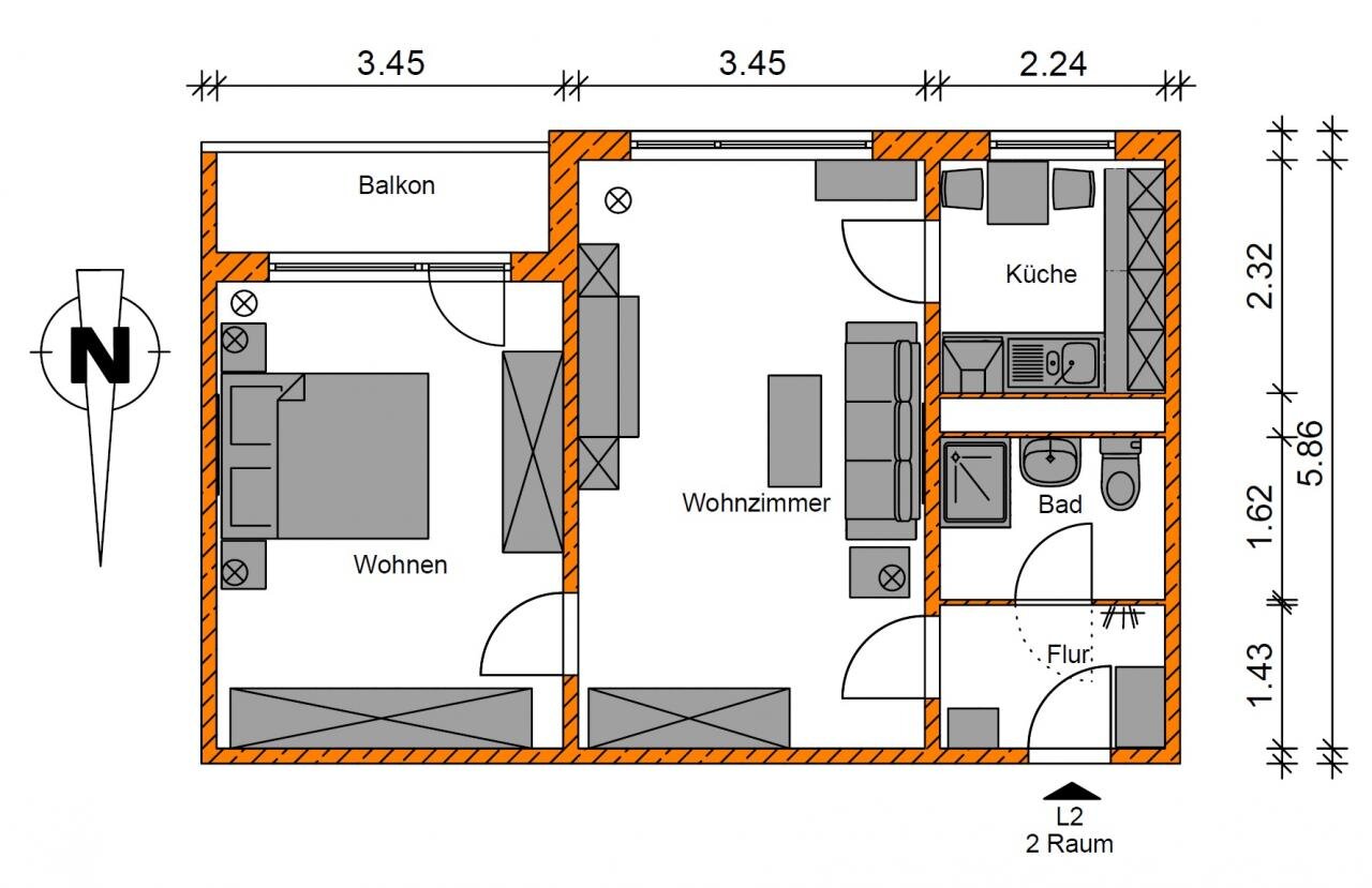 Wohnung zur Miete 321 € 2 Zimmer 49,4 m²<br/>Wohnfläche 10.<br/>Geschoss Quittenweg 56 Neu Reform Magdeburg 39118