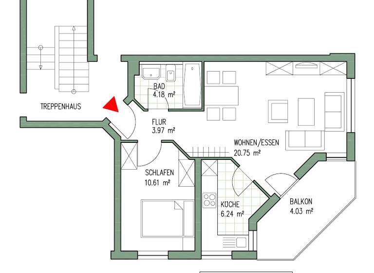 Wohnung zur Miete 765 € 2 Zimmer 49,8 m² 1. Geschoss frei ab 01.07.2026 Am Krähenfeld 2 Markkleeberg 04416