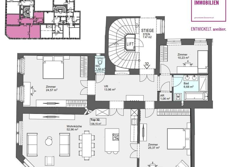 Wohnung zur Miete 2.992 € 4 Zimmer 136,2 m² 4. Geschoss Wien 1010
