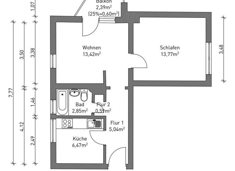 Wohnung zum Kauf 85.000 € 2 Zimmer 42,7 m² Düsternort Delmenhorst 27755