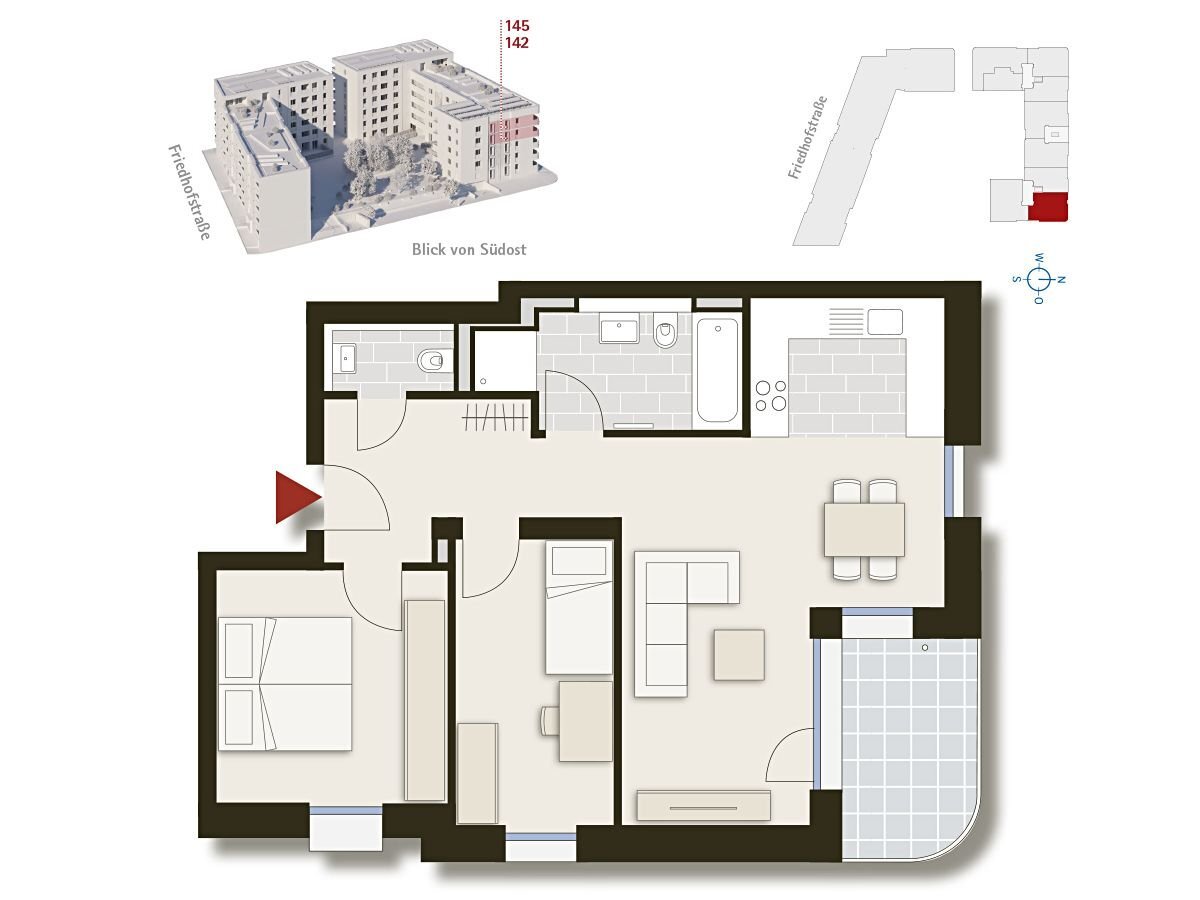 Wohnung zum Kauf provisionsfrei 565.000 € 3 Zimmer 71,8 m²<br/>Wohnfläche 3.<br/>Geschoss Friedhofstraße 12 Am Pragfriedhof Stuttgart 70191