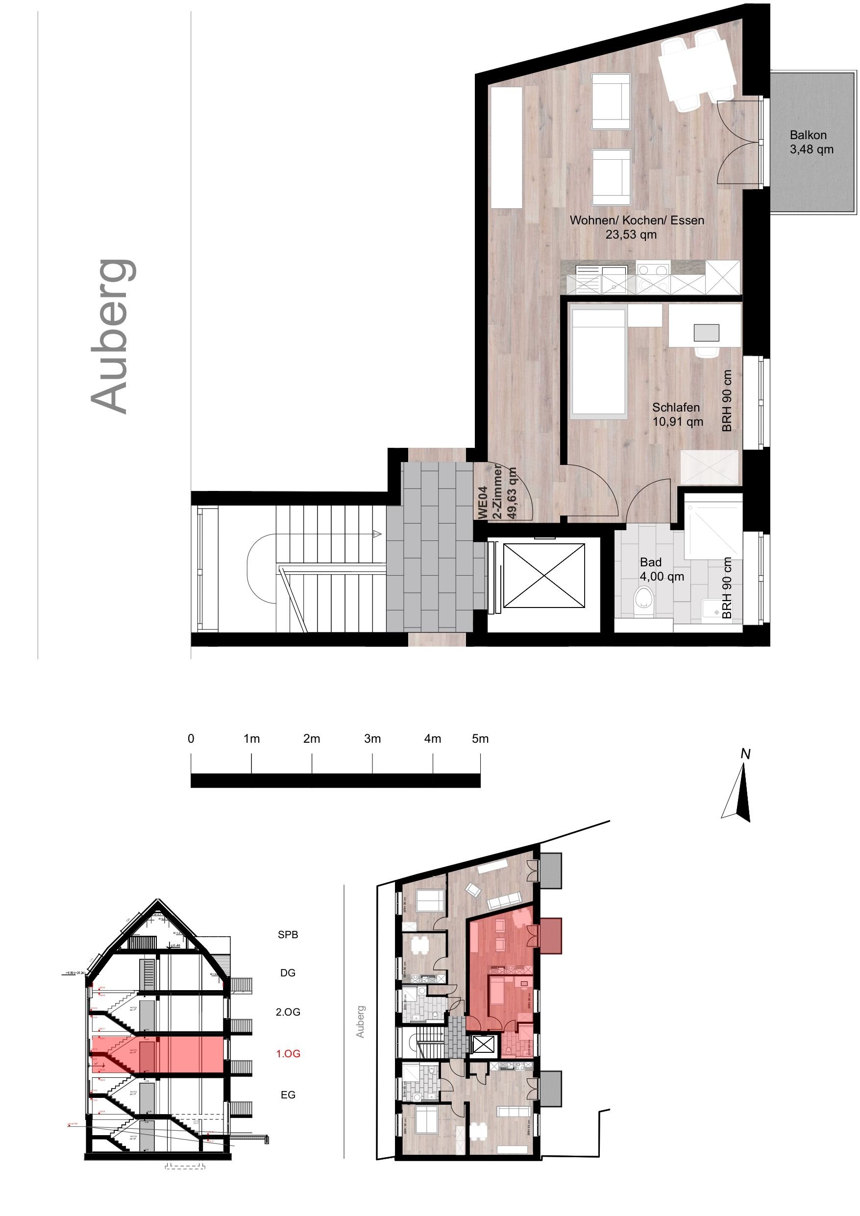 Wohnung zur Miete 875 € 2 Zimmer 45,4 m²<br/>Wohnfläche 1.<br/>Geschoss Auberg 66 Wik Bezirk 2 Kiel 24106