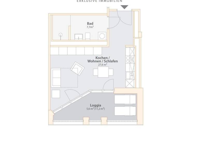 Wohnung zur Miete 1.400 € 1 Zimmer 40,9 m² 4. Geschoss Schwabing-Freimann München 80804