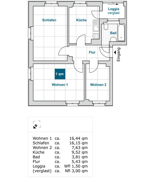 Wohnung zur Miete 520 € 3 Zimmer 61,7 m²<br/>Wohnfläche 14.12.2024<br/>Verfügbarkeit Dohnaer Str. 52 Leubnitz (Wieckestr.) Dresden 01219