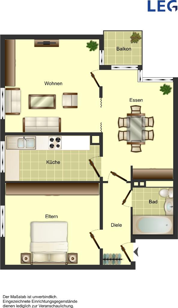 Wohnung zur Miete 609 € 2 Zimmer 56 m²<br/>Wohnfläche 3.<br/>Geschoss Tegeler Straße 20 Berliner Viertel Monheim 40789