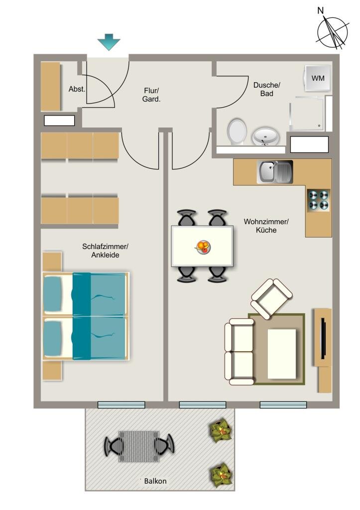 Wohnung zur Miete 649 € 2,5 Zimmer 55,9 m²<br/>Wohnfläche 4.<br/>Geschoss Berswordtstraße 5 Westfalenhalle Dortmund 44139