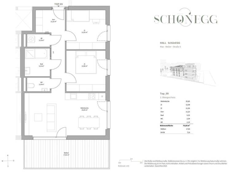 Wohnung zum Kauf - Erstbezug 698.500 € 3 Zimmer 70,6 m² 2. Geschoss Hall in Tirol 6060