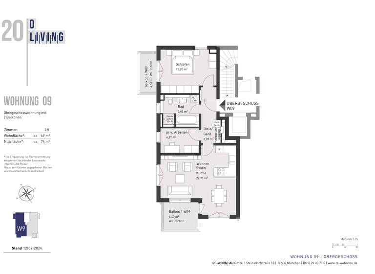 Wohnung zum Kauf 859.000 € 2,5 Zimmer 69 m²<br/>Wohnfläche 1.<br/>Geschoss Oberbrunner Str. 20 Thalk.Obersendl.-Forsten-Fürstenr.-Solln München 81475