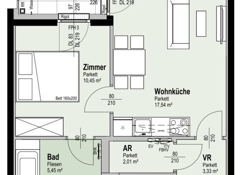 Terrassenwohnung zum Kauf - Erstbezug 297.200 € 2 Zimmer 40,3 m² 3. Geschoss Fahrbachgasse 6 Wien 1210