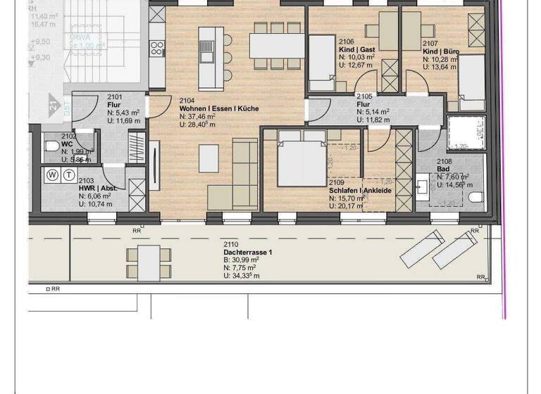 Penthouse zur Miete - Erstbezug 1.250 € 4 Zimmer 113,6 m² 3. Geschoss frei ab sofort Hafenstr. 19 Neustadt Meppen 49716