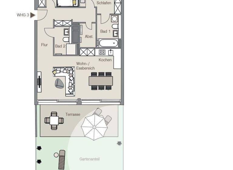 Wohnung zur Miete 2.150 € 3,5 Zimmer 105 m² EG frei ab sofort Feuerbach Stuttgart 70469