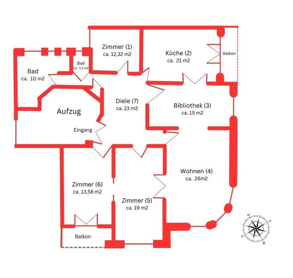 Wohnung zum Kauf provisionsfrei 1.750.000 € 5,5 Zimmer 143 m²<br/>Wohnfläche 3.<br/>Geschoss Eppendorfer Landstraße 12 Eppendorf Hamburg 20249