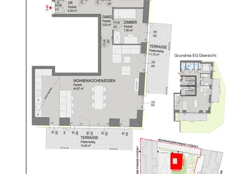 Wohnung zum Kauf - Erstbezug 919.000 € 3 Zimmer 78,2 m² EG Sechshauser Straße Wien 1150
