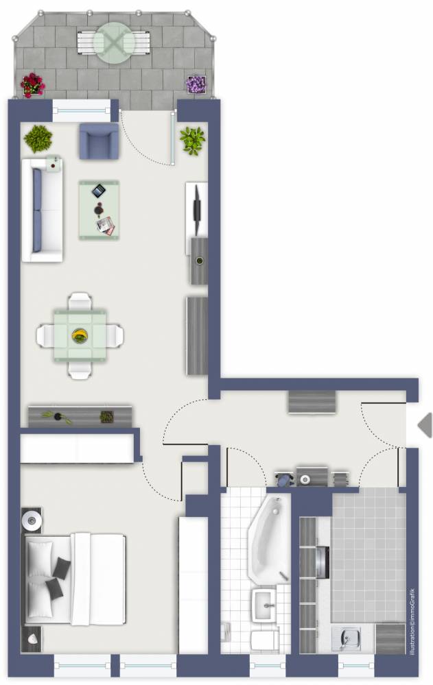 Wohnung zur Miete 271 € 2 Zimmer 49,2 m²<br/>Wohnfläche 3.<br/>Geschoss Keplerstraße 51 Siegmar 852 Chemnitz 09117