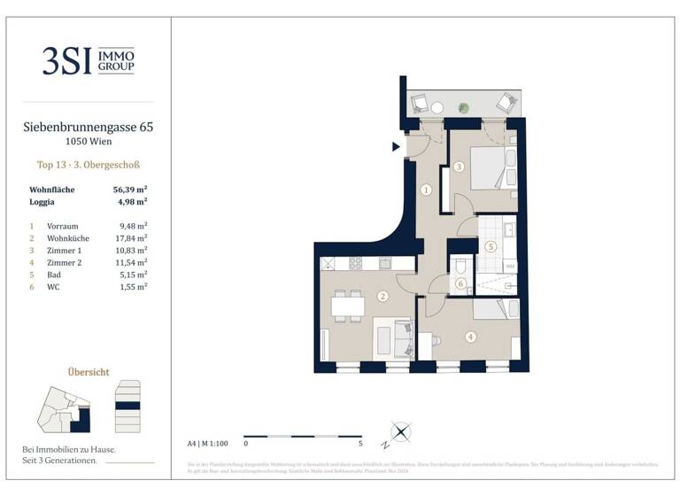 Wohnung zum Kauf - Erstbezug 480.000 € 3 Zimmer 61,4 m² frei ab sofort Wien 1050