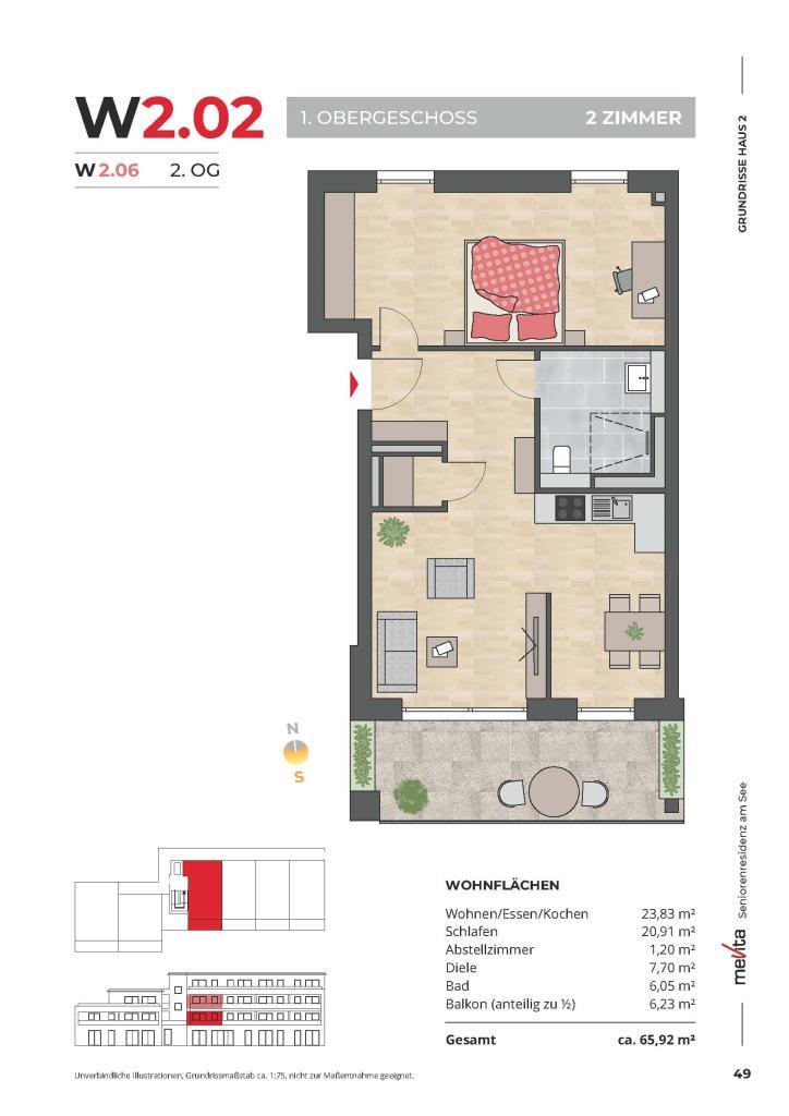 Wohnung zum Kauf provisionsfrei 479.000 € 2 Zimmer 65,9 m²<br/>Wohnfläche 1.<br/>Geschoss Süd - West Radolfzell 78315