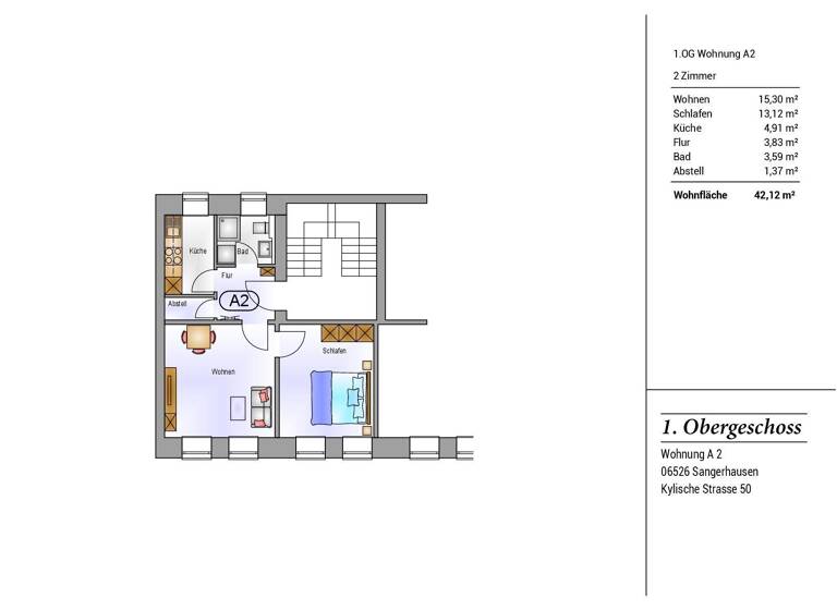 Wohnung zur Miete 315 € 2 Zimmer 42,1 m²<br/>Wohnfläche 1.<br/>Geschoss 01.07.2025<br/>Verfügbarkeit Kylische Straße 50 Sangerhausen Sangerhausen 06526
