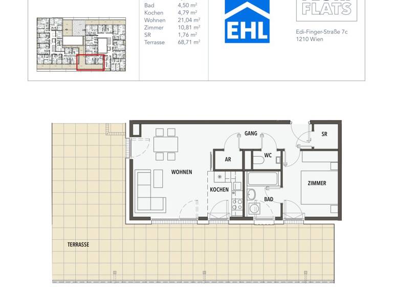 Wohnung zum Kauf - Erstbezug 361.829 € 2 Zimmer 53,1 m² 2. Geschoss Edi-Finger-Straße Wien 1210