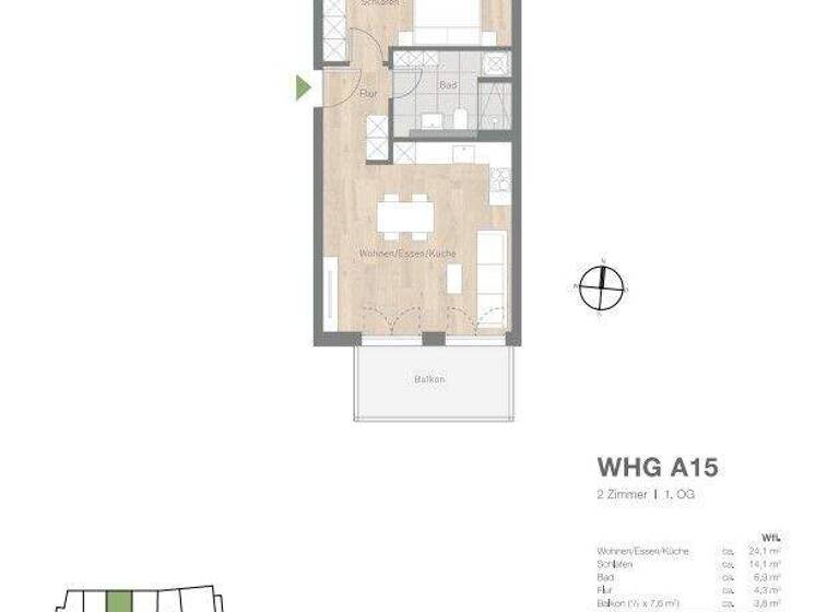 Wohnung zum Kauf - Neubau provisionsfrei als Kapitalanlage geeignet 469.000 € 2 Zimmer 53,2 m² Schillerstraße 22 Dachau 85221